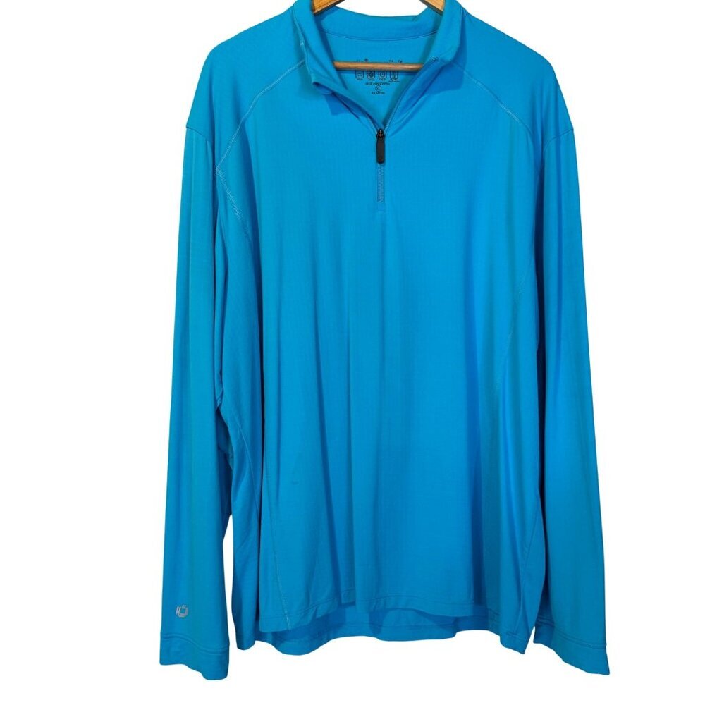 Ibkul Mens Blue 1/4 Zip UPF 50+ Long Sleeve Shirt XL Cooling Fabric Outdoor